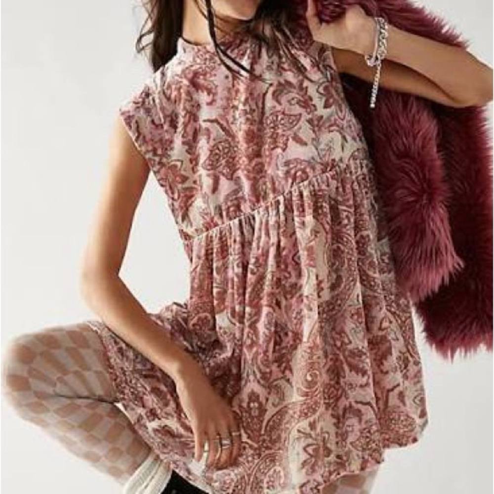 NWOT Free People All The Time velvet paisley mini dress